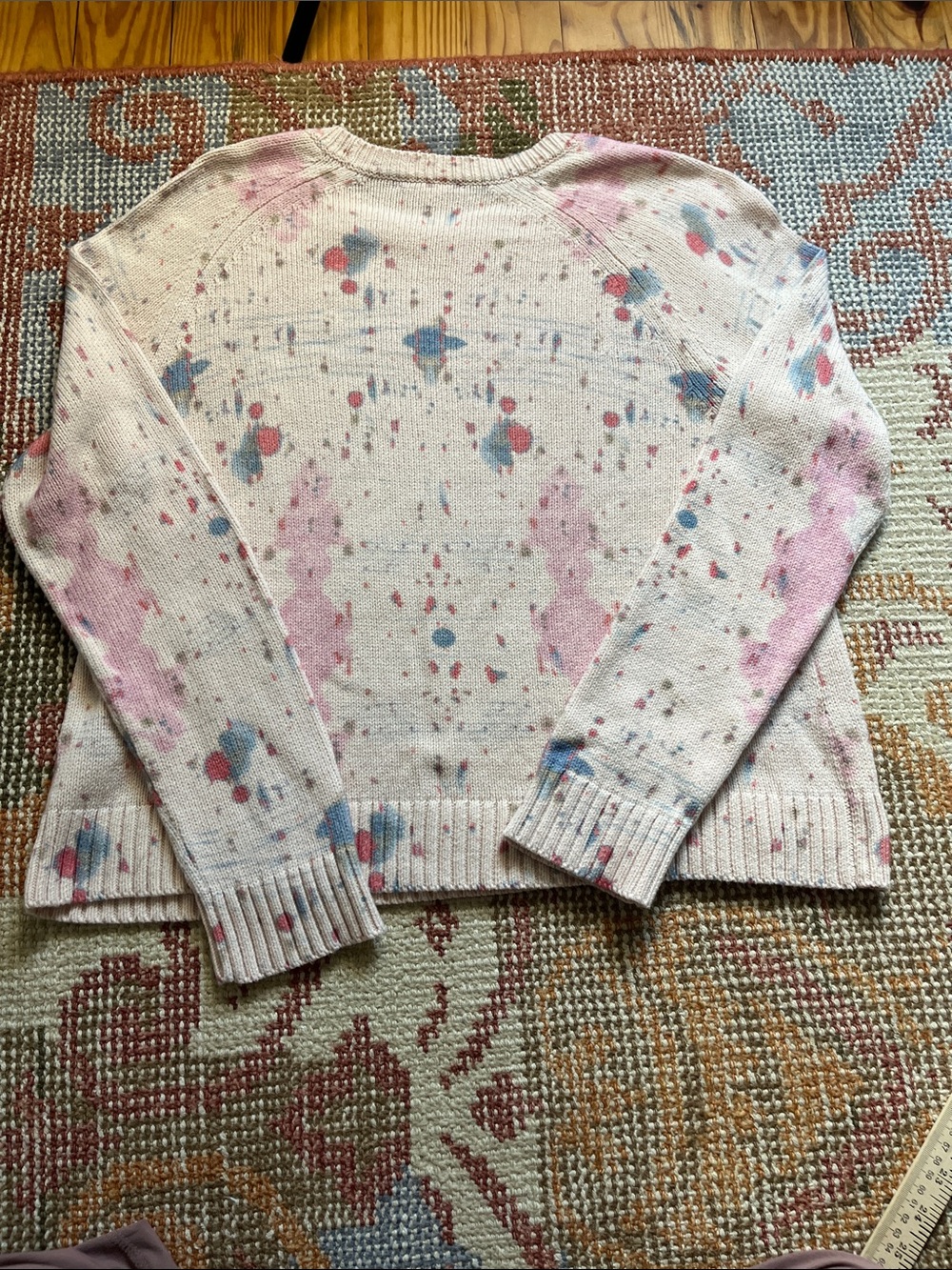 Lisa Todd Boundaries Crewneck Sweater Size L Pink Cream Paint Splatter Knit EUC - Picture 7 of 7